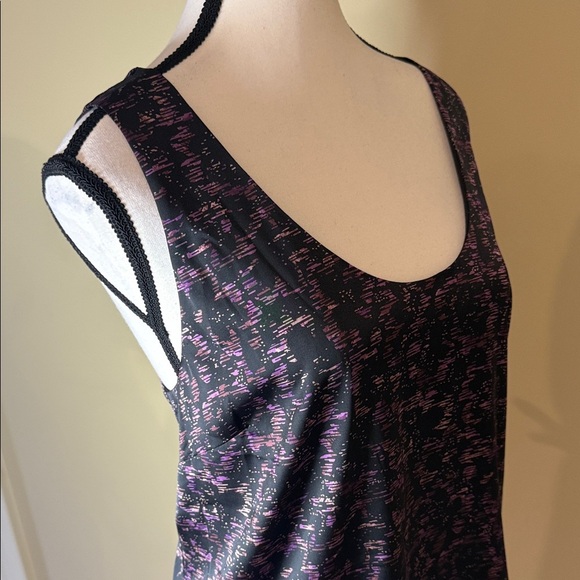 Reitmans Top Blouse Tank Top Black and Purple Sleeveless Satin Women's Size XL - Picture 2 of 10